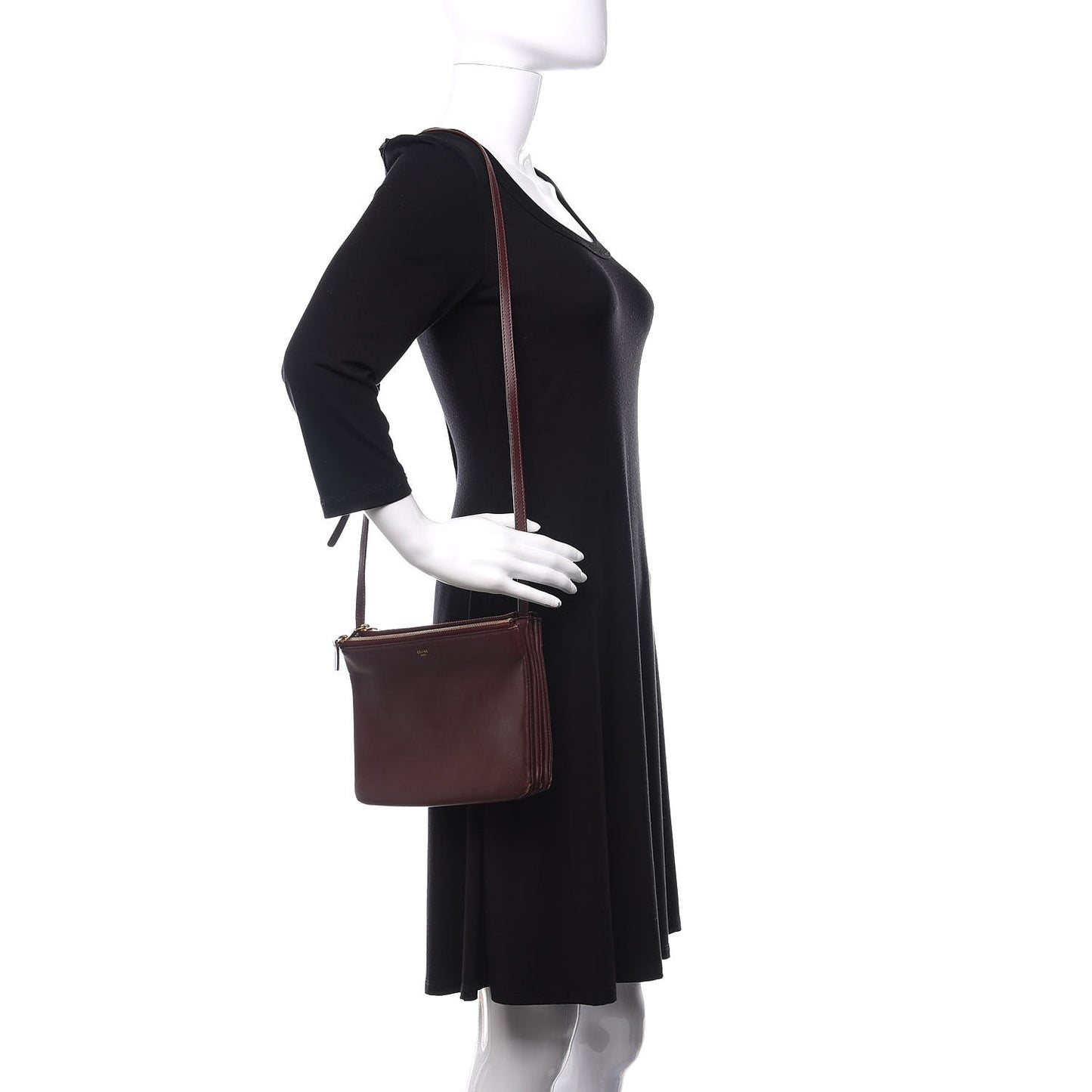 Lambskin Large Trio Crossbody Bag Burgundy
