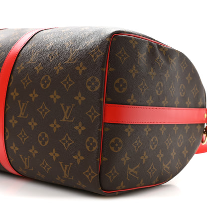 Louis Vuitton Calfskin Monogram Keepall Bandouliere 50 Coquelicot 8 of 8