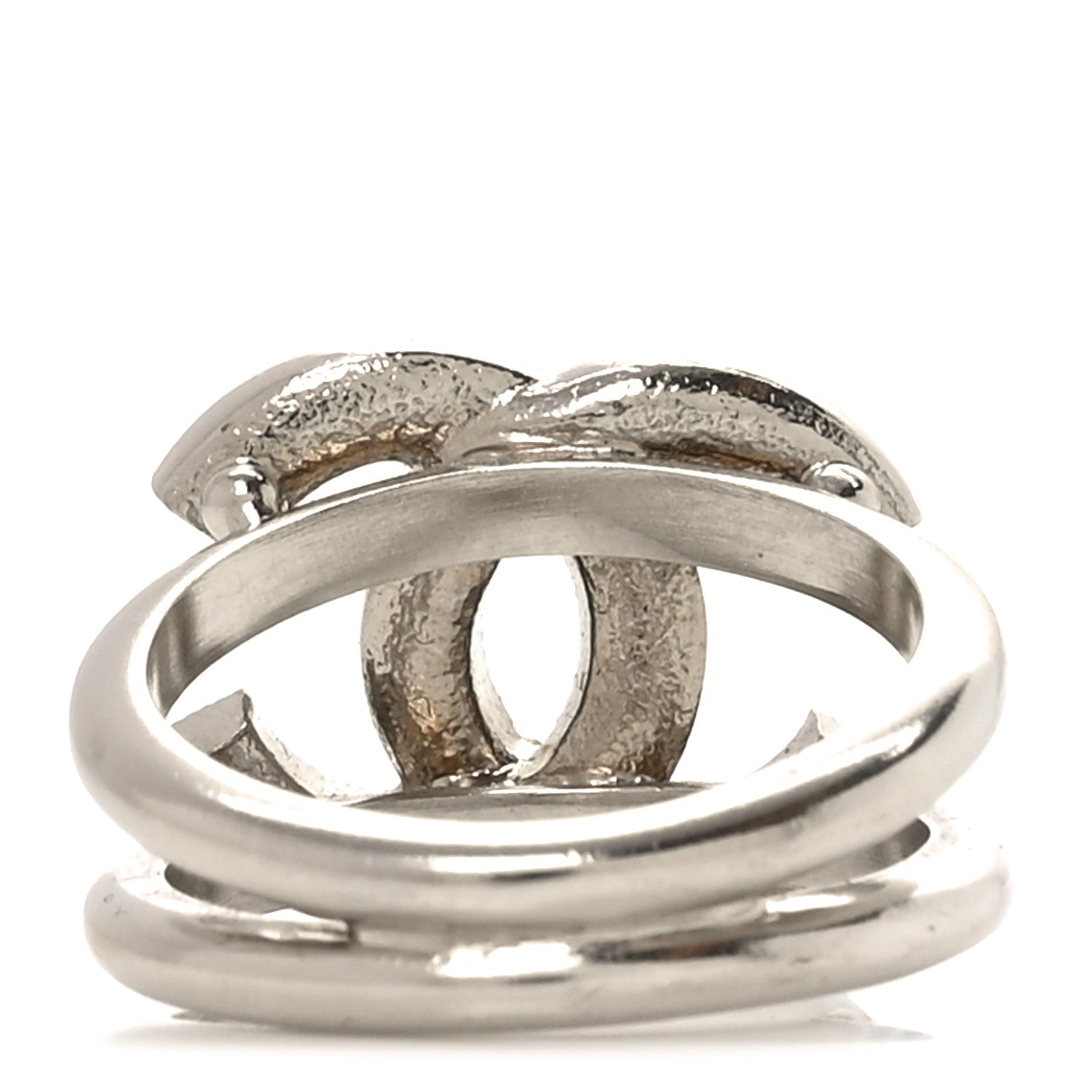 Chanel Crystal CC Ring 54 7 Silver 3 of 5