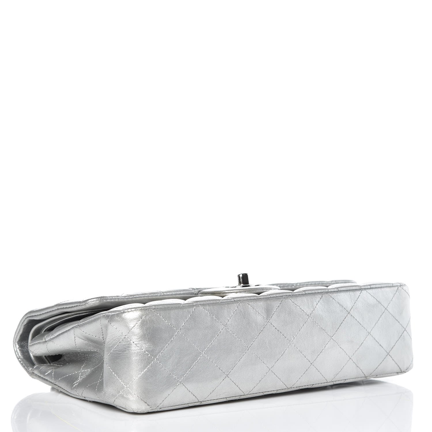 Chanel Metallic Lambskin Quilted Medium Double Flap Silver 4 of 15