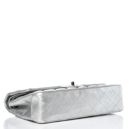 Chanel Metallic Lambskin Quilted Medium Double Flap Silver 4 of 15