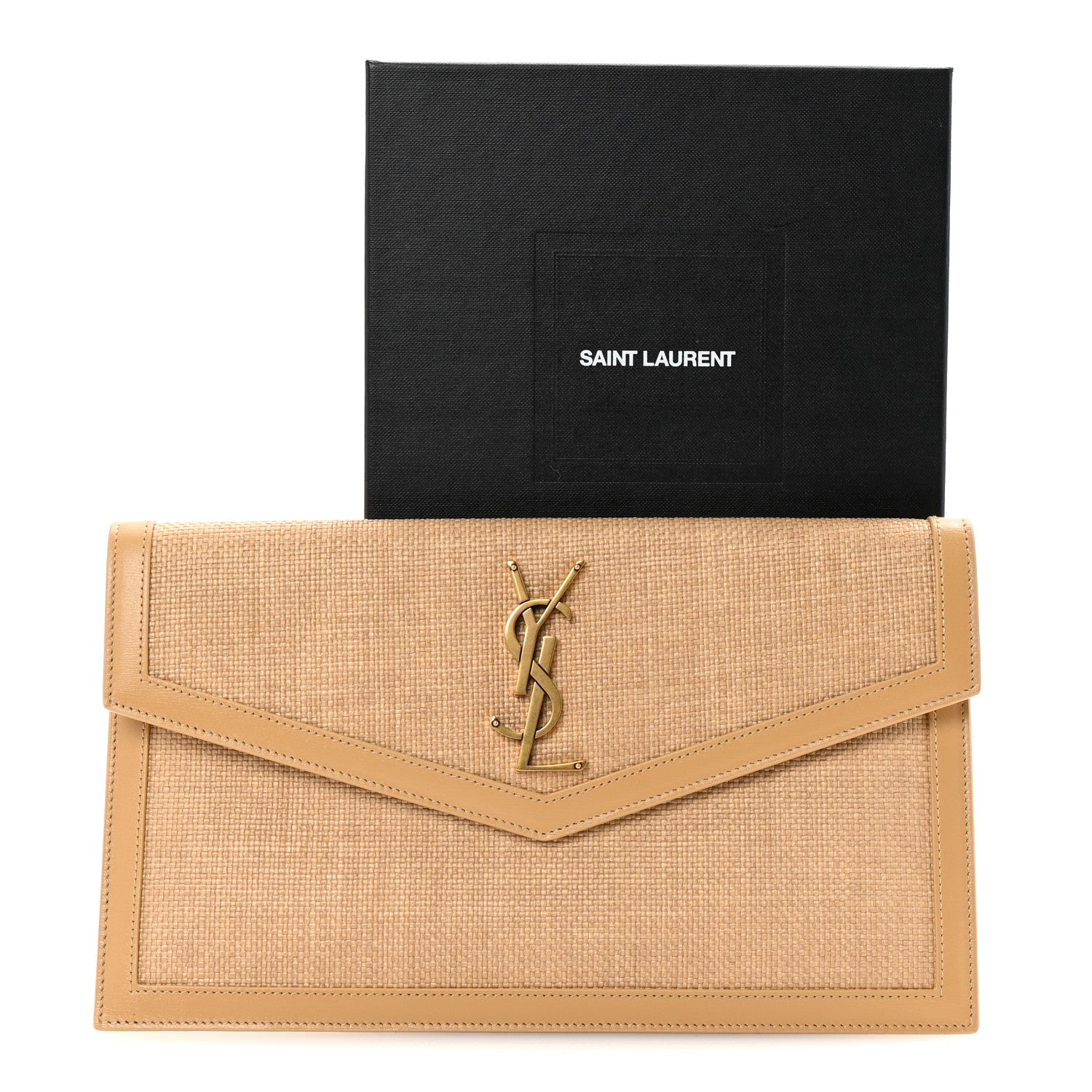Saint Laurent Micro Raffia Uptown Pouch Natural Hay Blush 7 of 7