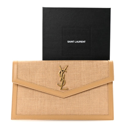 Saint Laurent Micro Raffia Uptown Pouch Natural Hay Blush 7 of 7