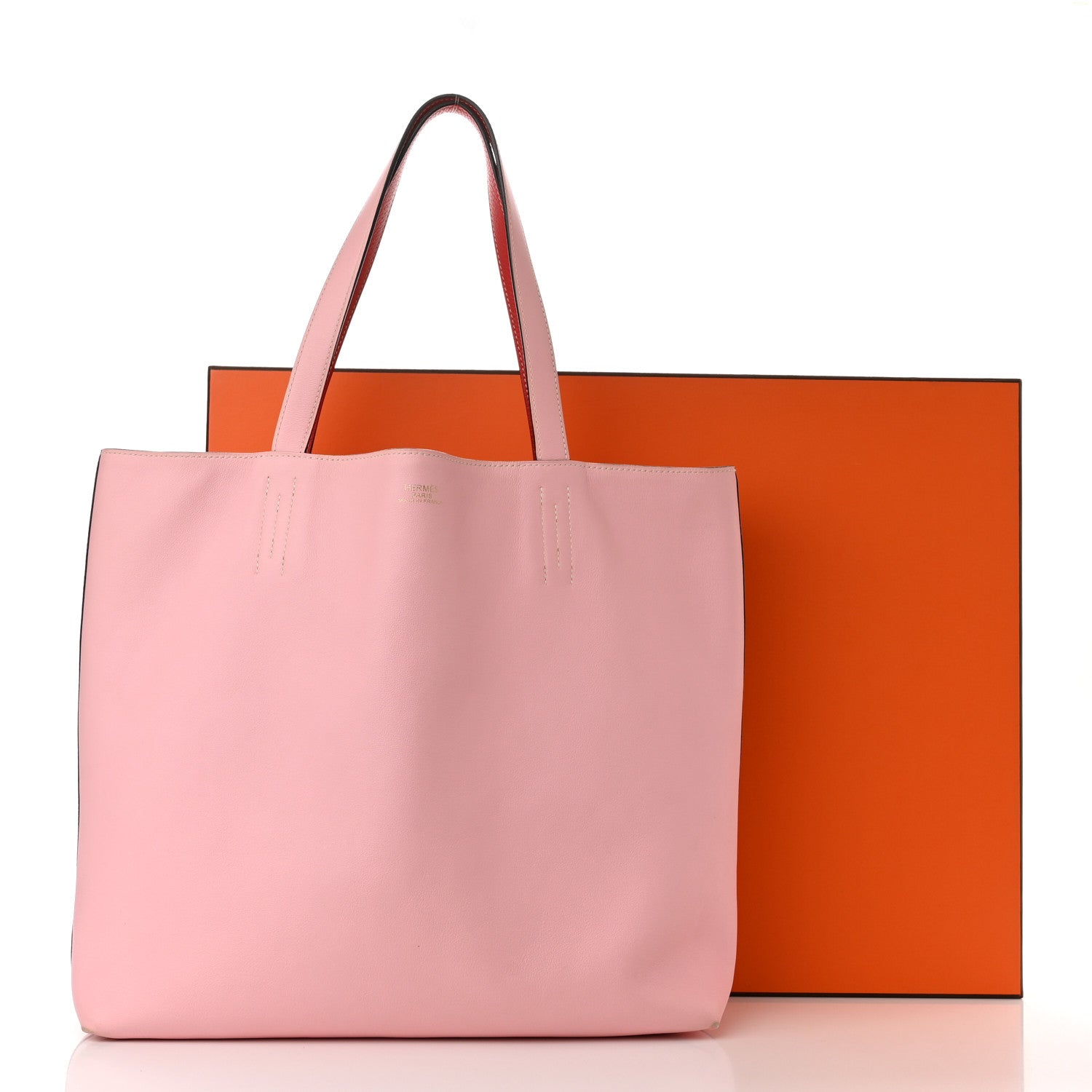 Hermes Taurillon Clemence Double Sens 45 Reversible Tote Rose Sakura Bougainvillea 20 of 20