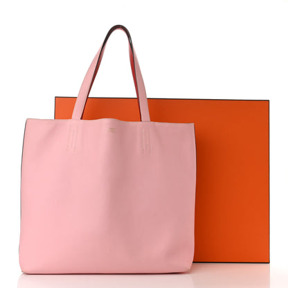 Hermes Taurillon Clemence Double Sens 45 Reversible Tote Rose Sakura Bougainvillea 20 of 20