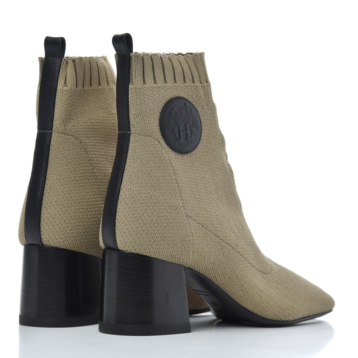 Knit Calfskin Volver 60 Ankle Boots 36 Vert Resine