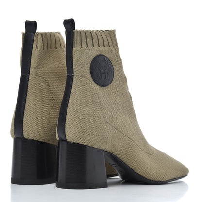 Hermes Knit Calfskin Volver 60 Ankle Boots 36 Vert Resine 4 of 8