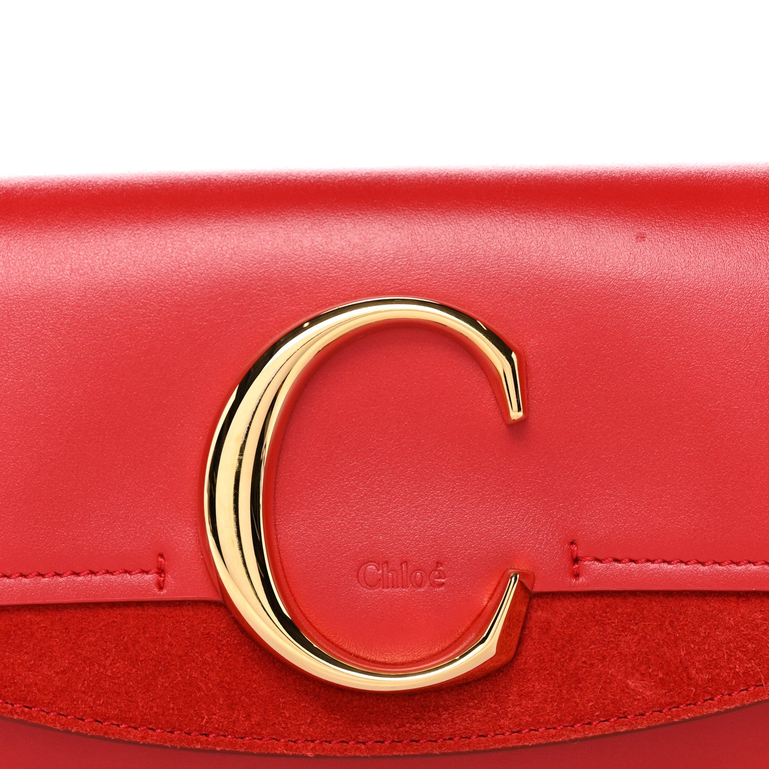 Chloe Calfskin Suede C Belt Bag Plaid Red 7 of 10