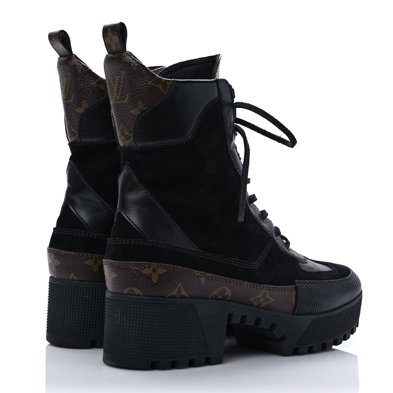 Louis Vuitton Suede Calfskin Monogram Laureate Platform Desert Boots 40 Black 4 of 10