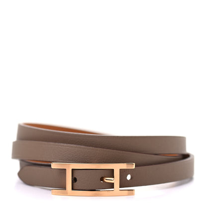 Hermes Swift Hapi 3 MM Triple Tour Wrap Bracelet T2 Etoupe 1 of 7