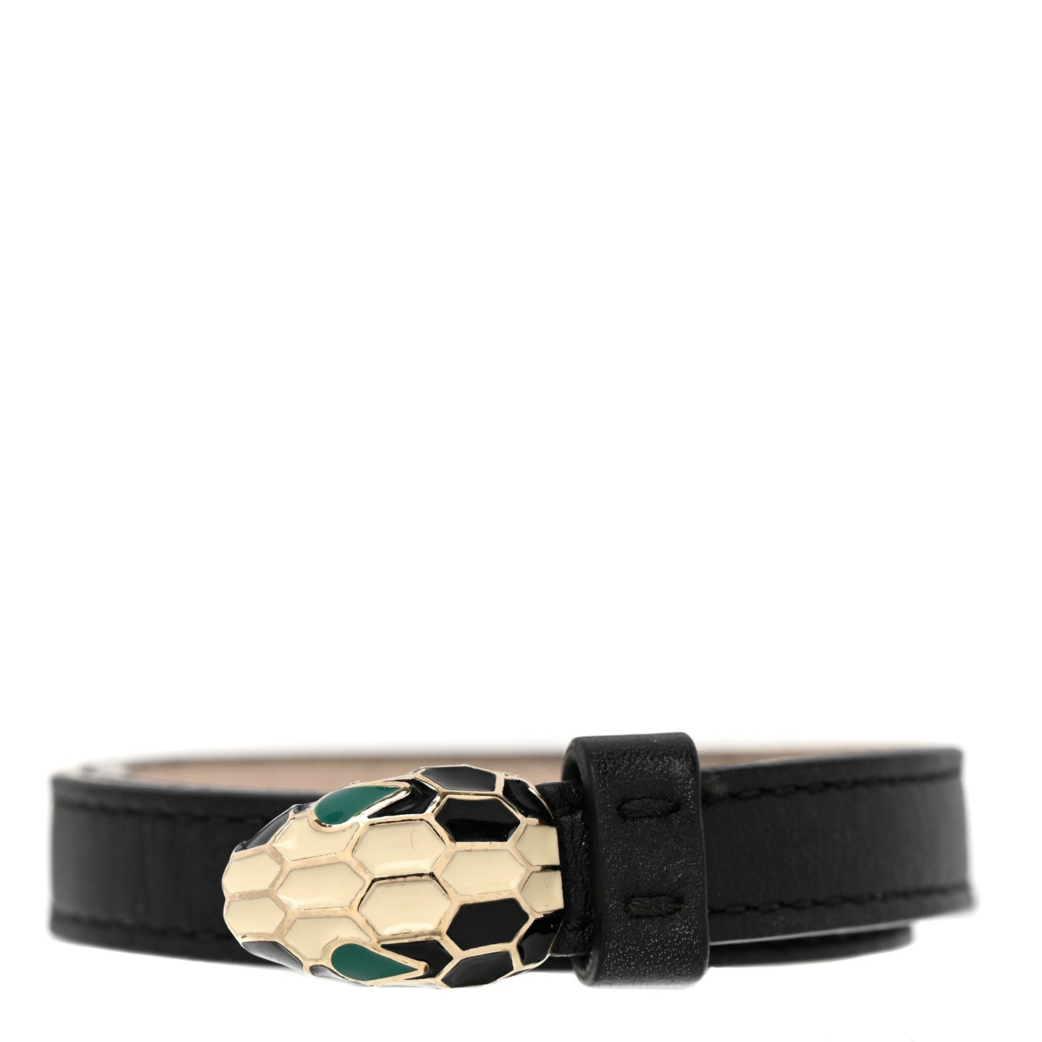 Bulgari Calfskin Serpenti Forever Double Coil Bracelet Black 1 of 5