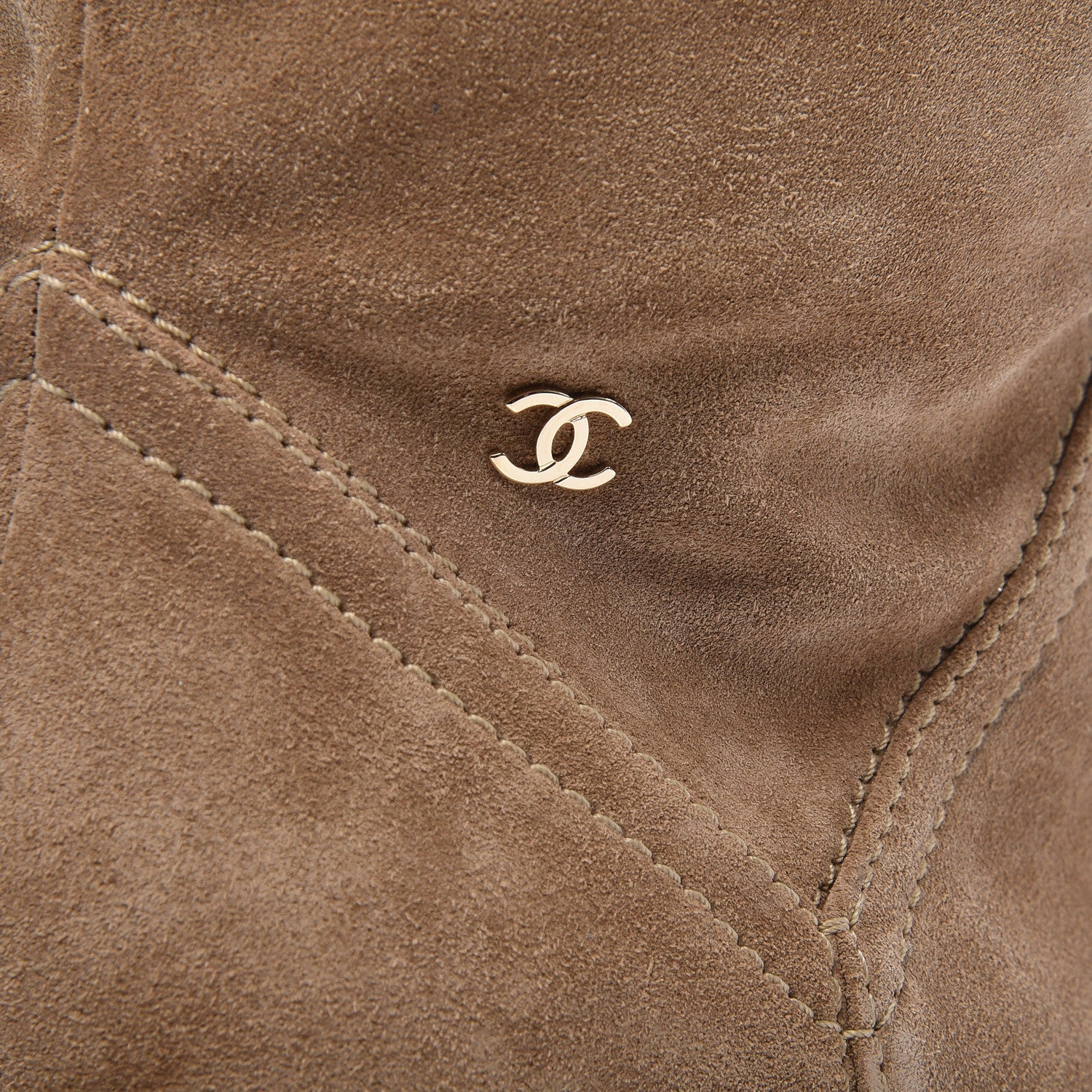 Chanel Suede Calfskin Chain Around High Boots 38.5 Beige 9 of 10