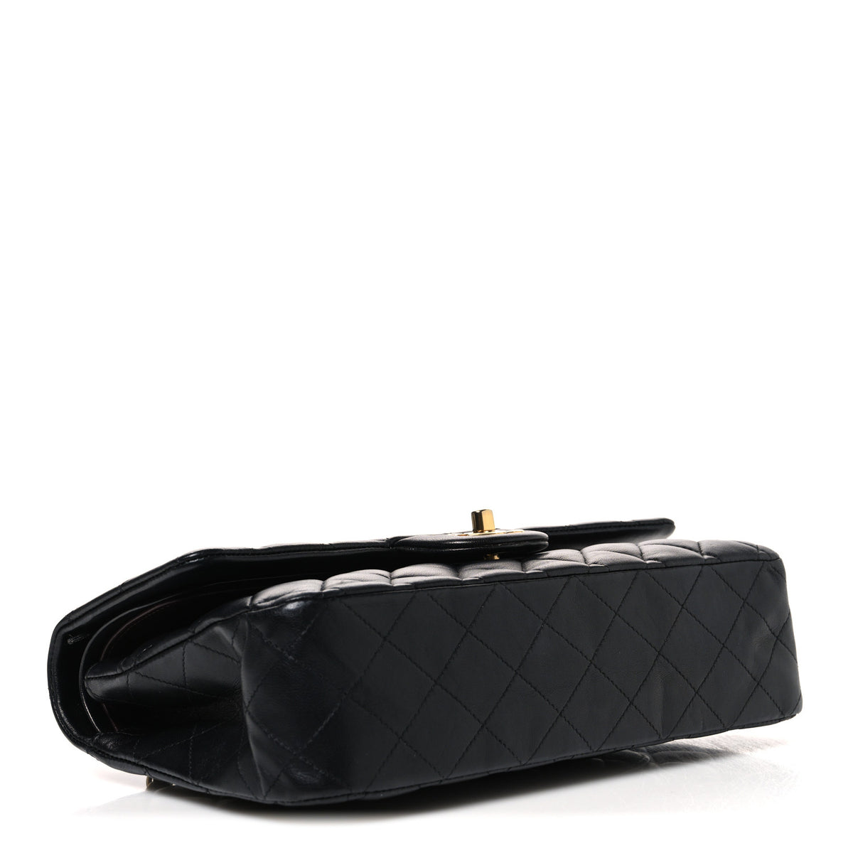 Lambskin Quilted Medium Double Flap Black