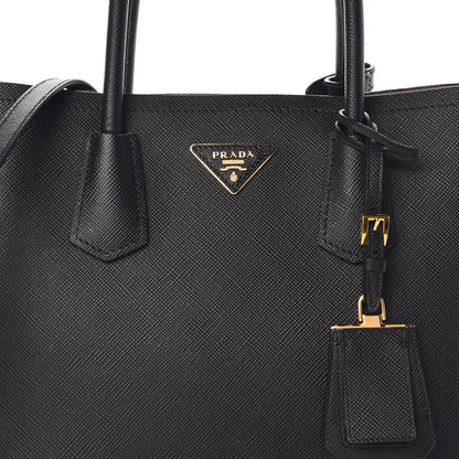 Prada Saffiano Cuir Medium Double Bag Black Mughetto 10 of 14