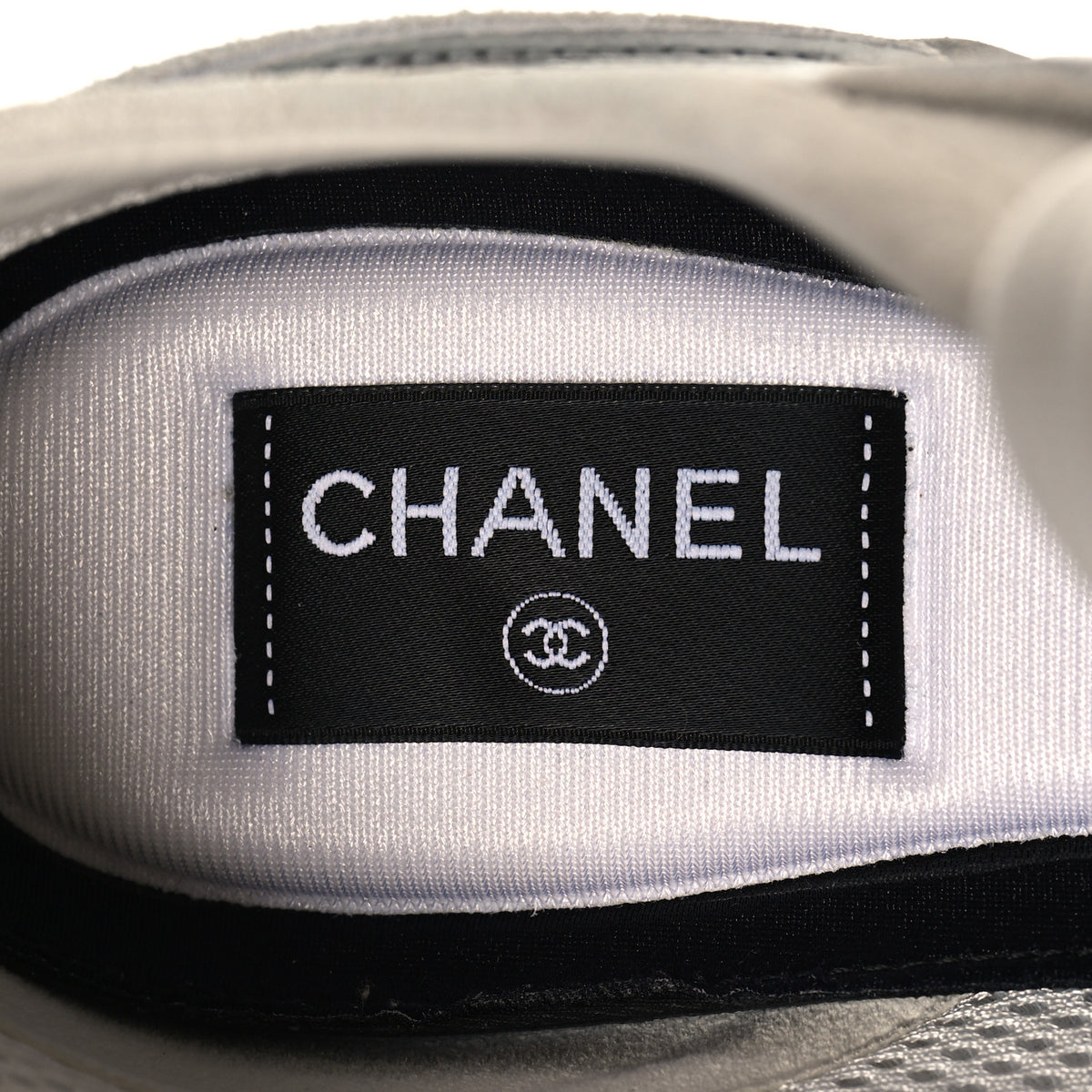Chanel Laminated Calfskin Suede CC Sneakers 39.5 Silver Light Grey 8 of 9