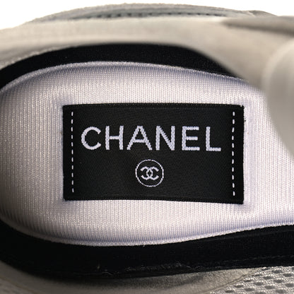 Chanel Laminated Calfskin Suede CC Sneakers 39.5 Silver Light Grey 8 of 9