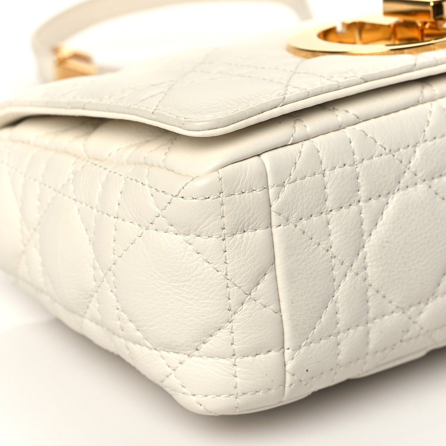 Christian Dior Calfskin Cannage Small Caro Bag Ivory 9 of 10