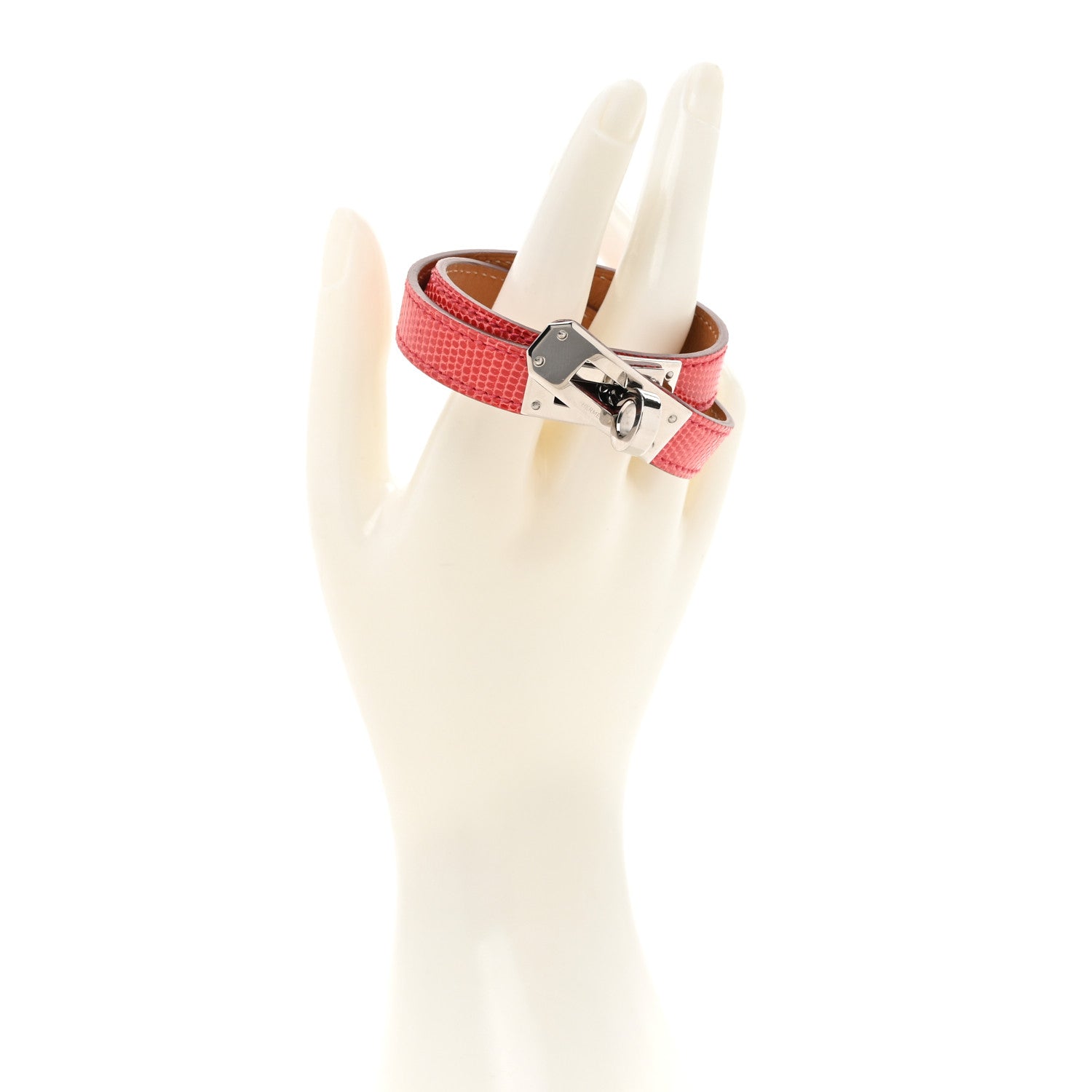 Hermes Lizard Kelly Double Tour Bracelet M Bougainvillea 2 of 6
