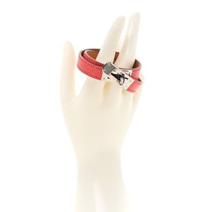 Hermes Lizard Kelly Double Tour Bracelet M Bougainvillea 2 of 6