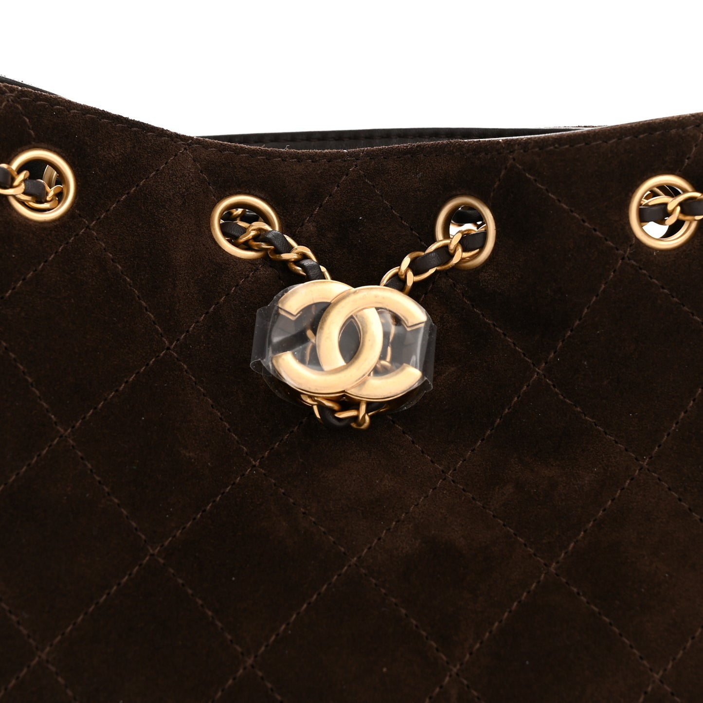 Suede Quilted Mini Chanel 25 Handbag Dark Brown