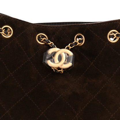 Chanel Suede Quilted Mini Chanel 25 Handbag Dark Brown 8 of 10
