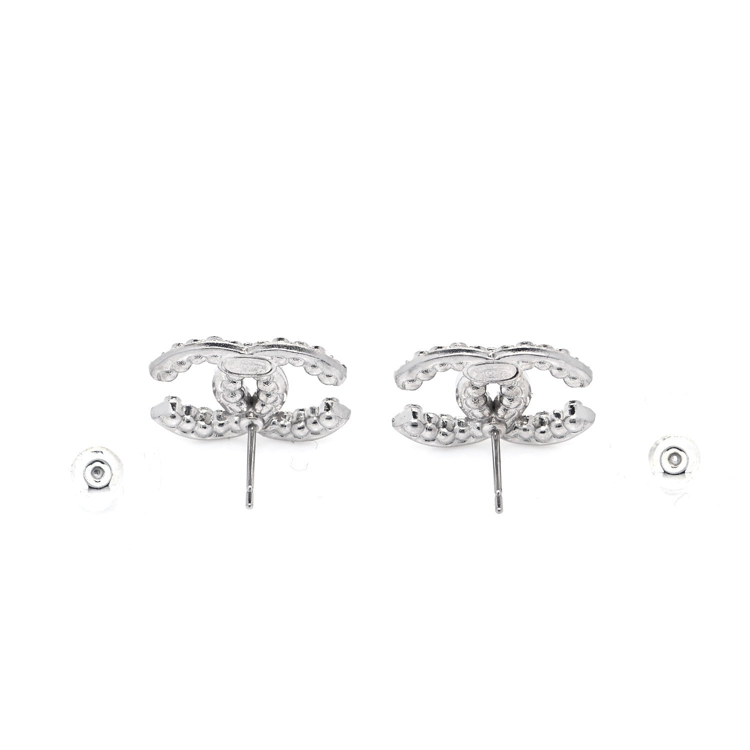 Chanel Crystal Pearl CC Earrings Silver 4 of 6