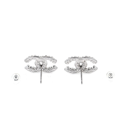 Chanel Crystal Pearl CC Earrings Silver 4 of 6