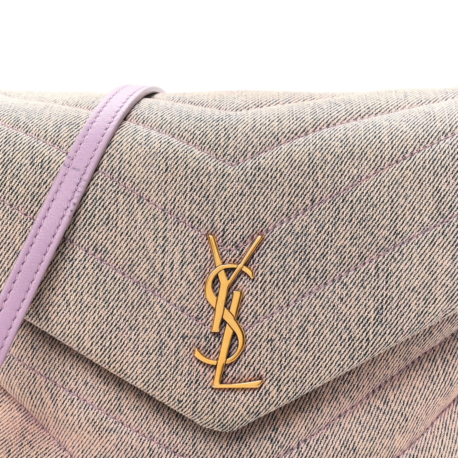 Saint Laurent Denim Y Quilted Monogram Toy Loulou Crossbody Bag Bleached Lilac 8 of 10