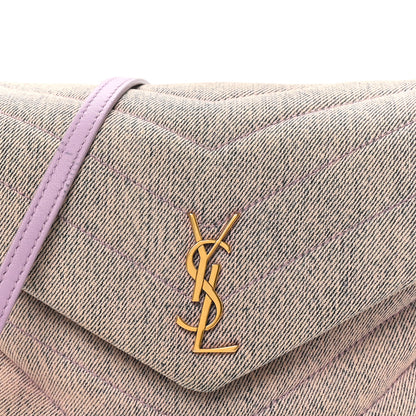 Saint Laurent Denim Y Quilted Monogram Toy Loulou Crossbody Bag Bleached Lilac 8 of 10