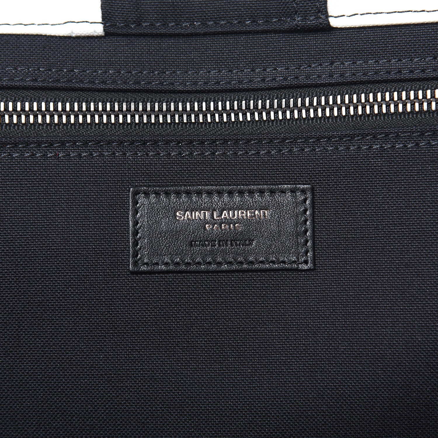 Saint Laurent Canvas Noe Striped Tote Black White 6 of 12