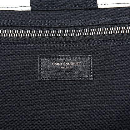 Saint Laurent Canvas Noe Striped Tote Black White 6 of 12
