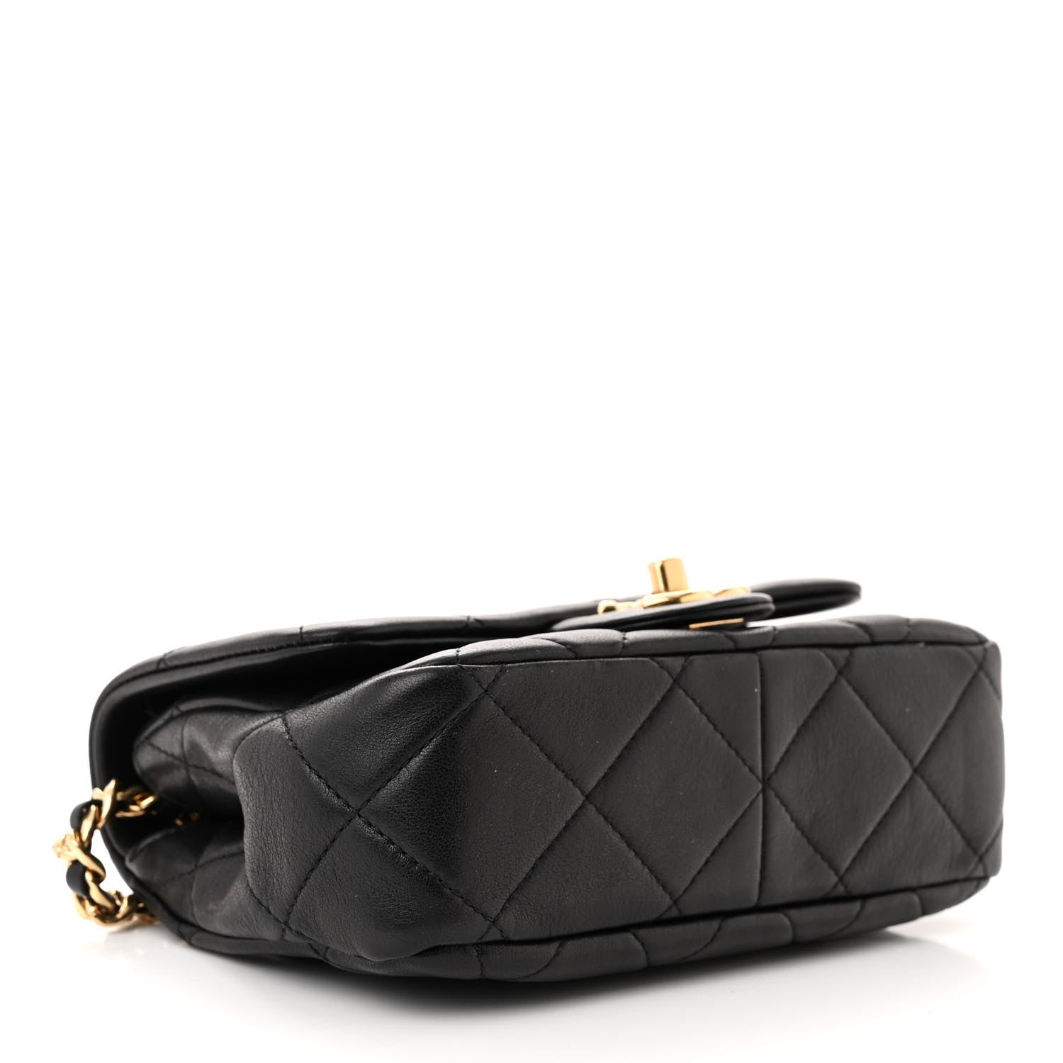 Chanel Lambskin Metal Quilted Mini Top Handle Square Flap Black 4 of 12