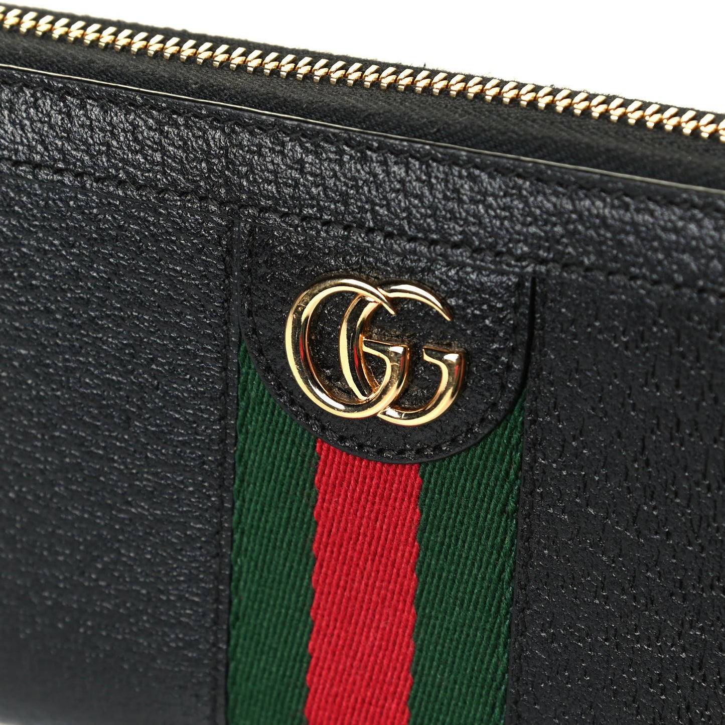 Calfskin Web Ophidia Zip Around Wallet Black