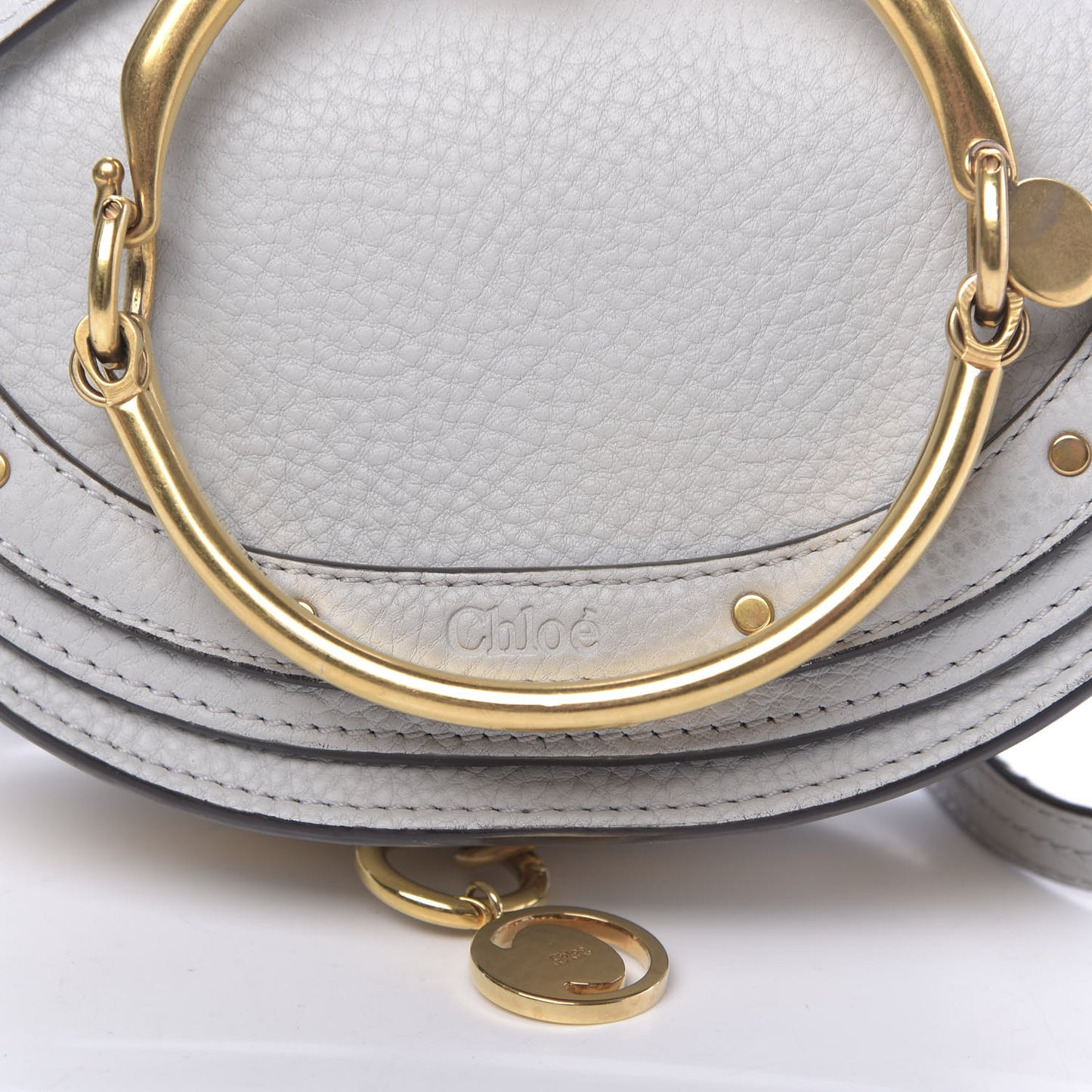 Calfskin Small Nile Bracelet Minaudiere Bag Airy Grey