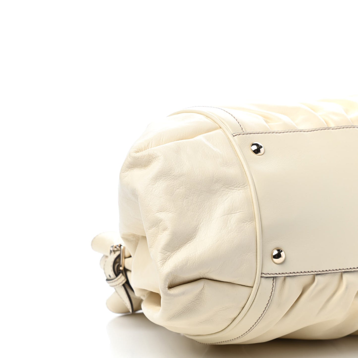 Calfskin Bamboo Large Pop Top Handle Tote Off White
