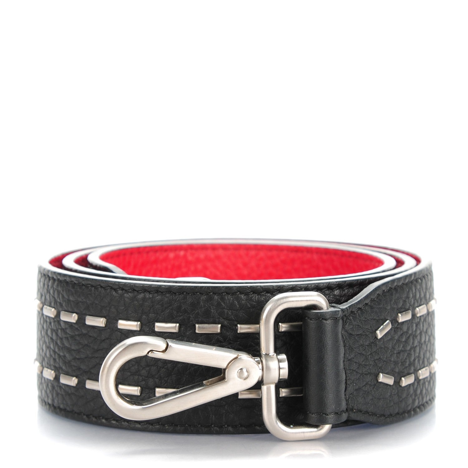 Fendi Cuoio Romano Metal Stitch Strap You Black Red 1 of 5