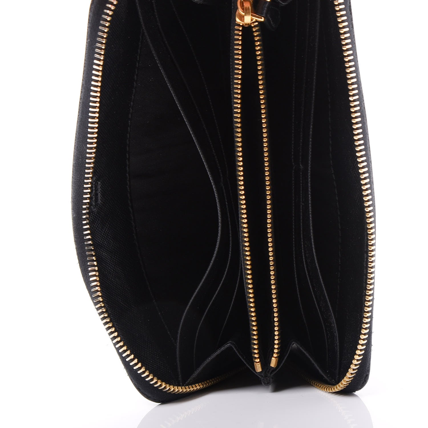 Prada Saffiano Metal Zip Around Wallet Black 4 of 9