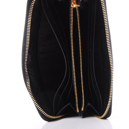 Prada Saffiano Metal Zip Around Wallet Black 4 of 9