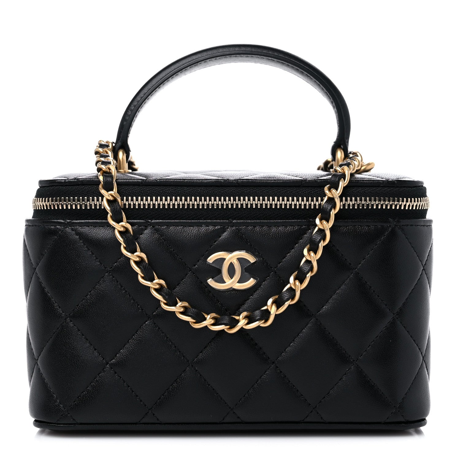 Chanel Lambskin Quilted Small Top Handle Vanity Case With Chain Black 1 of 10