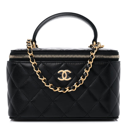 Chanel Lambskin Quilted Small Top Handle Vanity Case With Chain Black 1 of 10