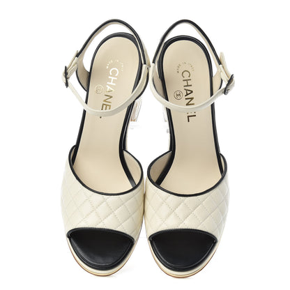Chanel Lambskin Quilted CC Sandal 40 Ivory 5 of 11