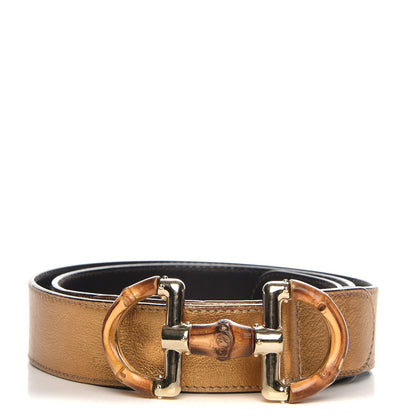 Gucci Leather Bamboo Horsebit Belt 90 36 Bronze 1 of 7