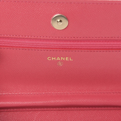Chanel Caviar Quilted French New Wave Chain CC Wallet On Chain WOC Pink 6 of 12