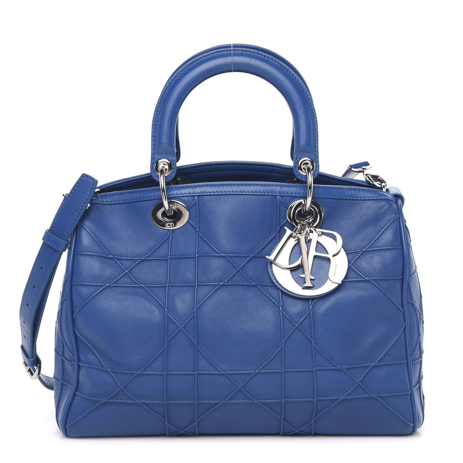Christian Dior Lambskin Cannage Granville Polochon Blue 1 of 15