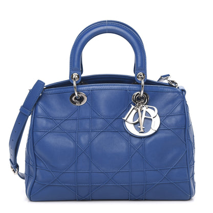 Christian Dior Lambskin Cannage Granville Polochon Blue 1 of 15