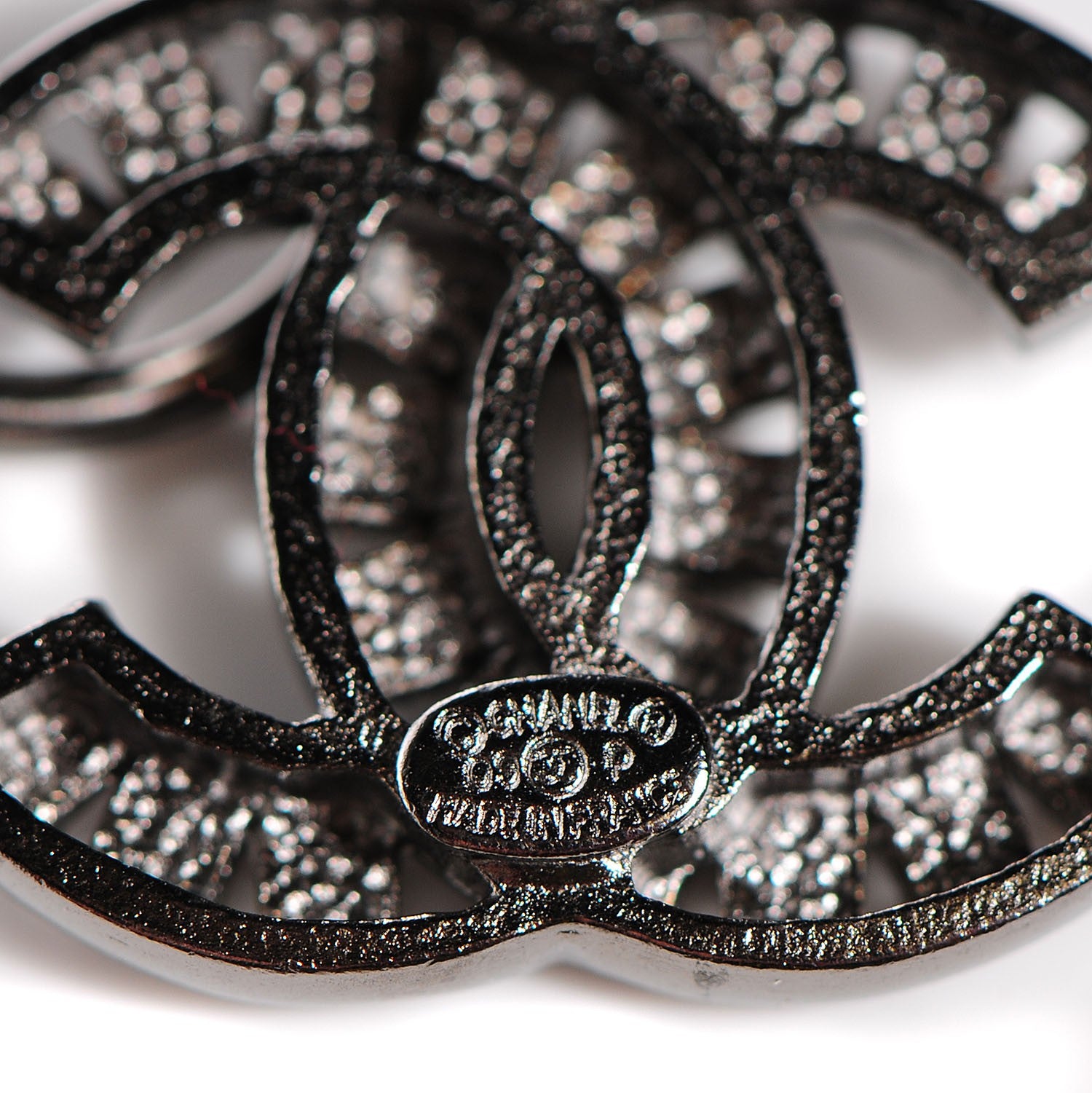 Chanel Crystal CC Drop Earrings Ruthenium 5 of 5