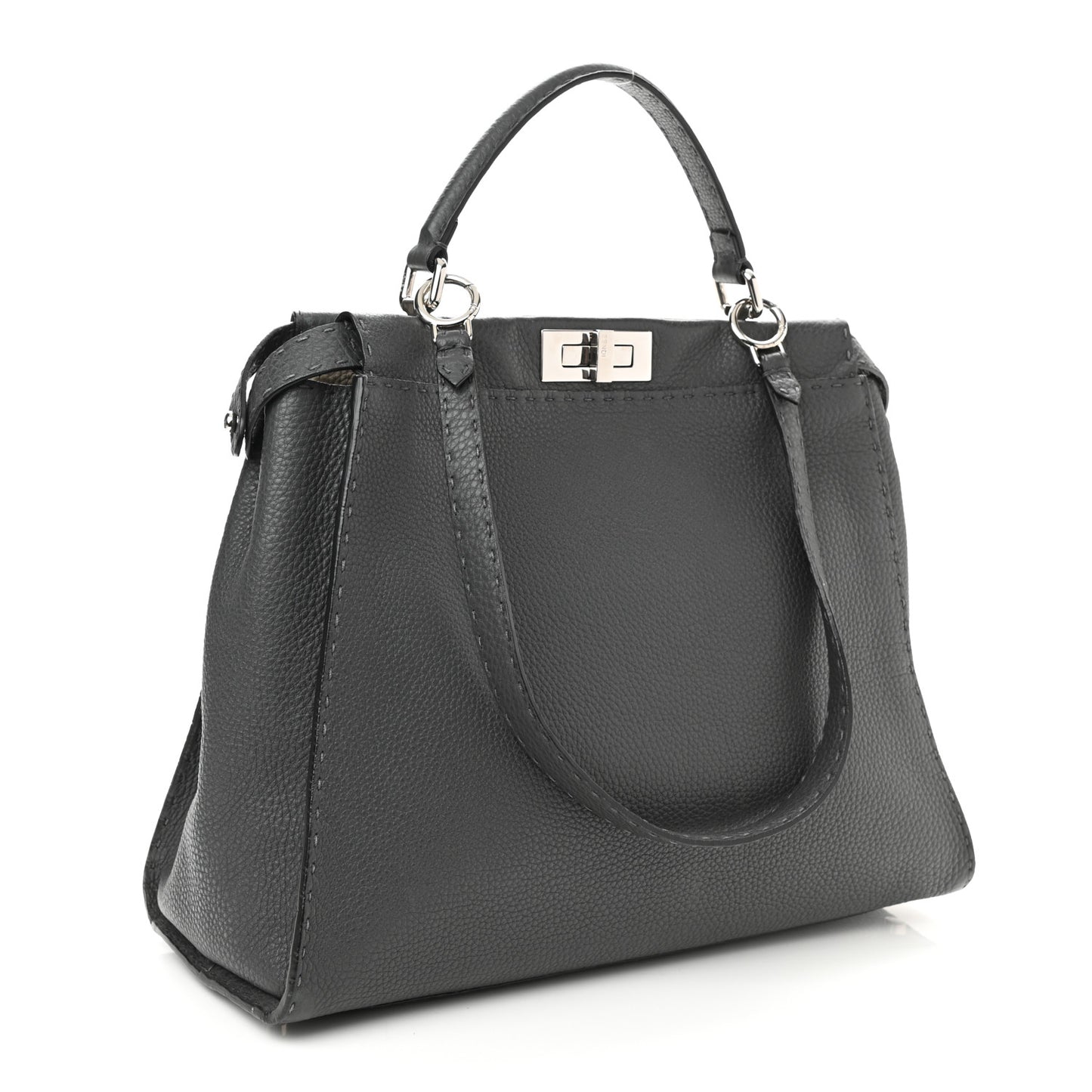 Cuoio Romano Selleria Bi-Color Large Peekaboo Iconic Satchel Asfalto Latte
