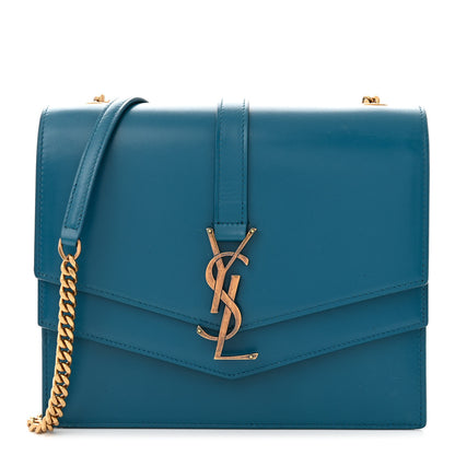Saint Laurent Smooth Calfskin Monogram Medium Sulpice Shoulder Bag Deep Sea 1 of 11