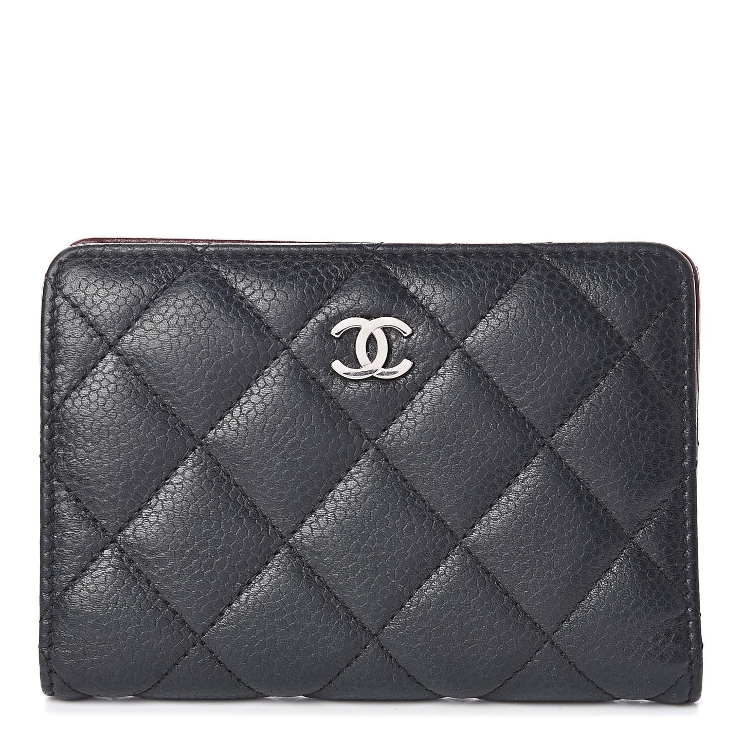 Caviar Quilted Flap Card Holder Black
