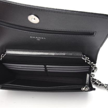 Chanel Caviar Chevron Quilted Vintage Mademoiselle Wallet On Chain WOC Charcoal 5 of 10